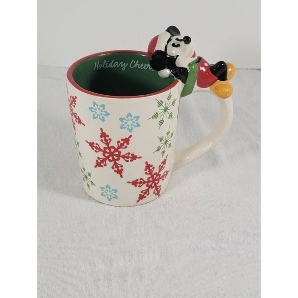 Disney JCPenny Holiday Cheer Snowflake Mug‎ with Mickey Mouse on Handle